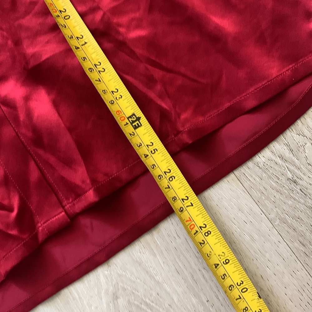 Women's Satin Button-Up Blouse - Red - Picture 11 of 14